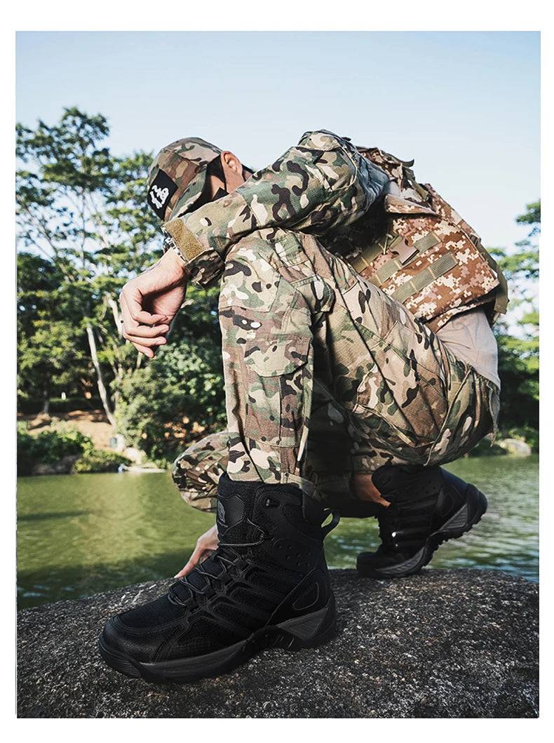 Fashion Men's Boots Comfortable High-top Boots Outdoor Non-slip Hiking Boots Lightweight Men Desert Boots Motorcycle Boots