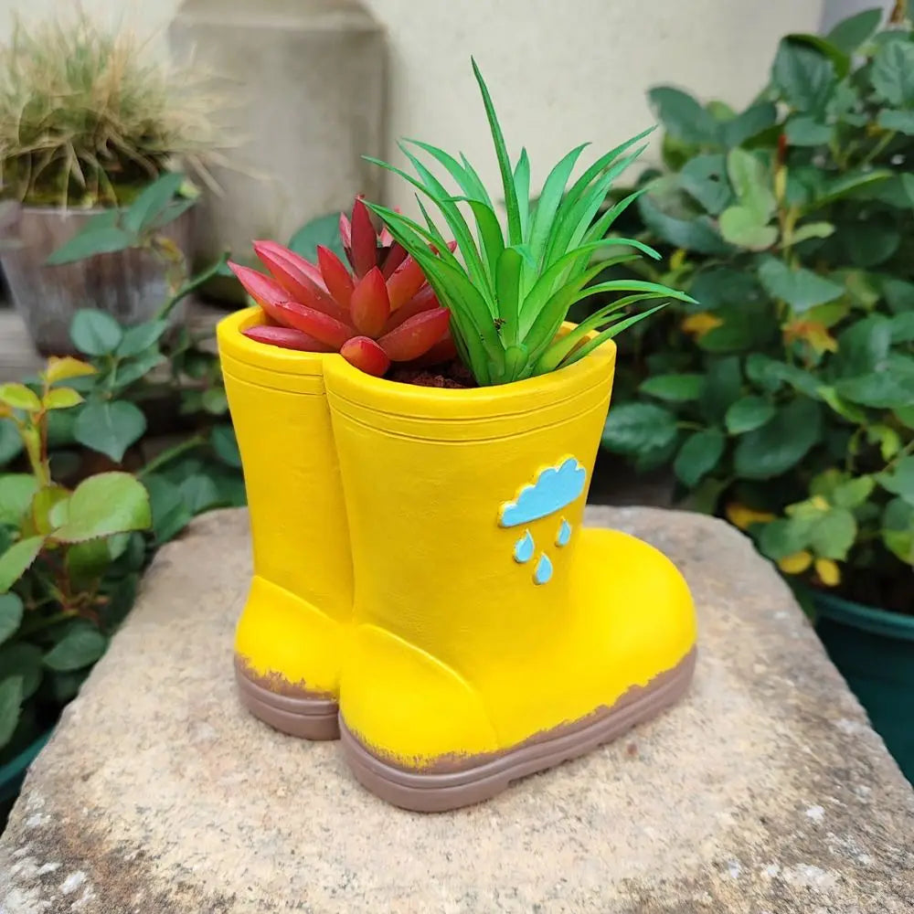 Garden Decoration Resin Rain Boot Planter Funny Decorative Flower Pot Crafts Pen Holder Balcony