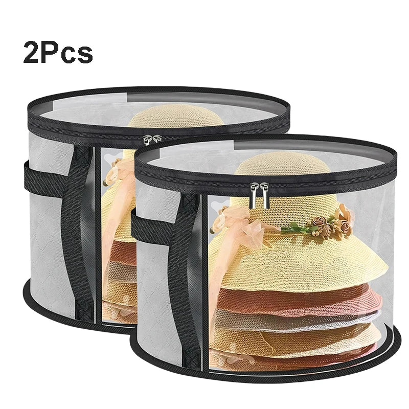 Hats Boxes for Women Storage Travel Large Round Hat Carrier Case Organizer Men Cowboys Caps Clothes Closet Storage Foldable