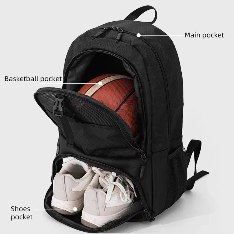 Sports Gym Fitness Yoga Backpack with Shoes Pocket Outdoor Large Camping Hiking Basketball Bag Capacity Soccer Equipment Pack
