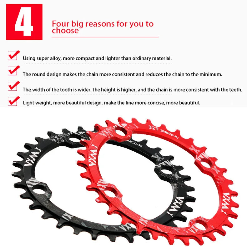 Bike 104BCD Elliptic mountain bike 32T 34T 36T 38T modified plus and minus teeth single tooth disc bycicle accesories Crank