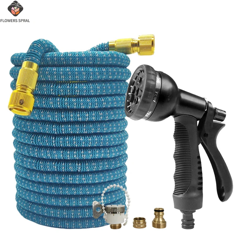 Garden Water Pipe 7.5-37.5 Meters Irrigation Retractable Hose, 8-Function Cleaning Water Gun, Garden Hose, Irrigation Supplies