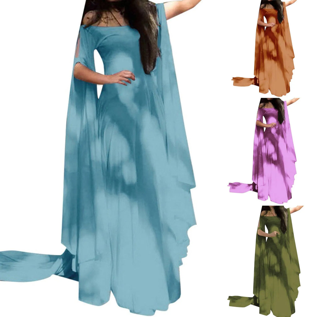 ladies dress Elegant off shoulder round Neck high Waist Wrapped Maxi Dress Women halloween Party Club Elegant Evening Dresses