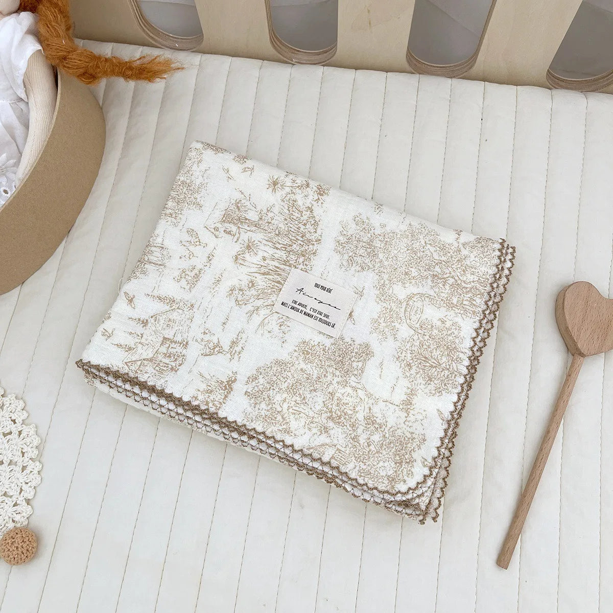 2-3 Layers Baby Blankets Bear Dots Print Cotton Gauze Muslin Swaddle Wrap Newborn Infant Bedding Sleeping Receving Blanket