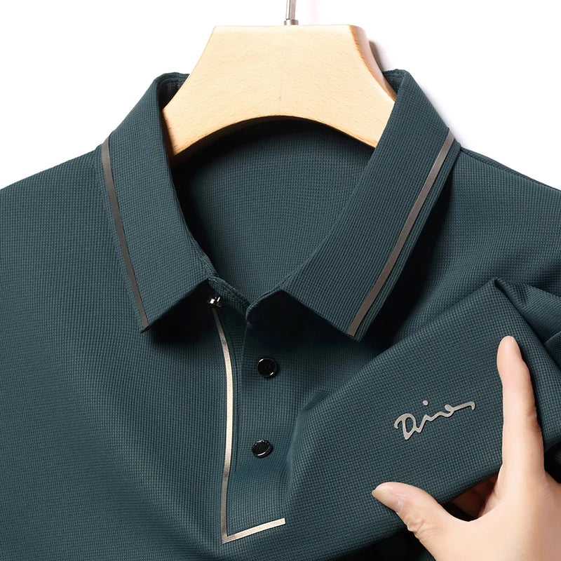 Men's Long Sleeve T-Shirt, Loose Fit Casual Printed Polo Shirts, Shrink Resistant Cotton Crewneck T-Shirt for Men