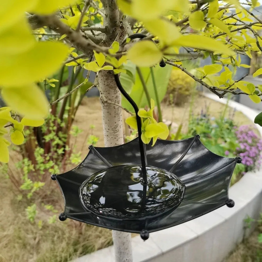 Umbrella Design Bird Feeding Tray Weatherproof Yard Decorations Hanging Bird Feeder Garden Ornaments Round Bird Bath Feeder