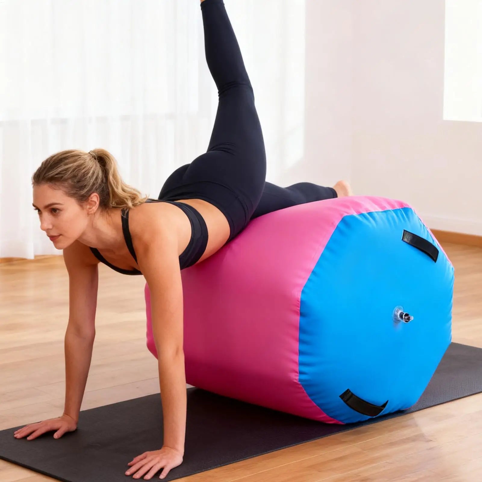 Air Roller Gymnastics Barrel Non-Slip Soft Equipment Gymnastics Skill Tumbling Roller for Fitness Training Home Yoga Gym Indoor