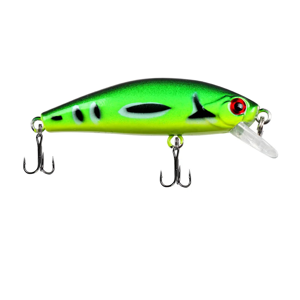 Fishing Lure 6.5g/5cm Sinking Minnow Peacock Bass Fishing Bait with 2 Trible Hook