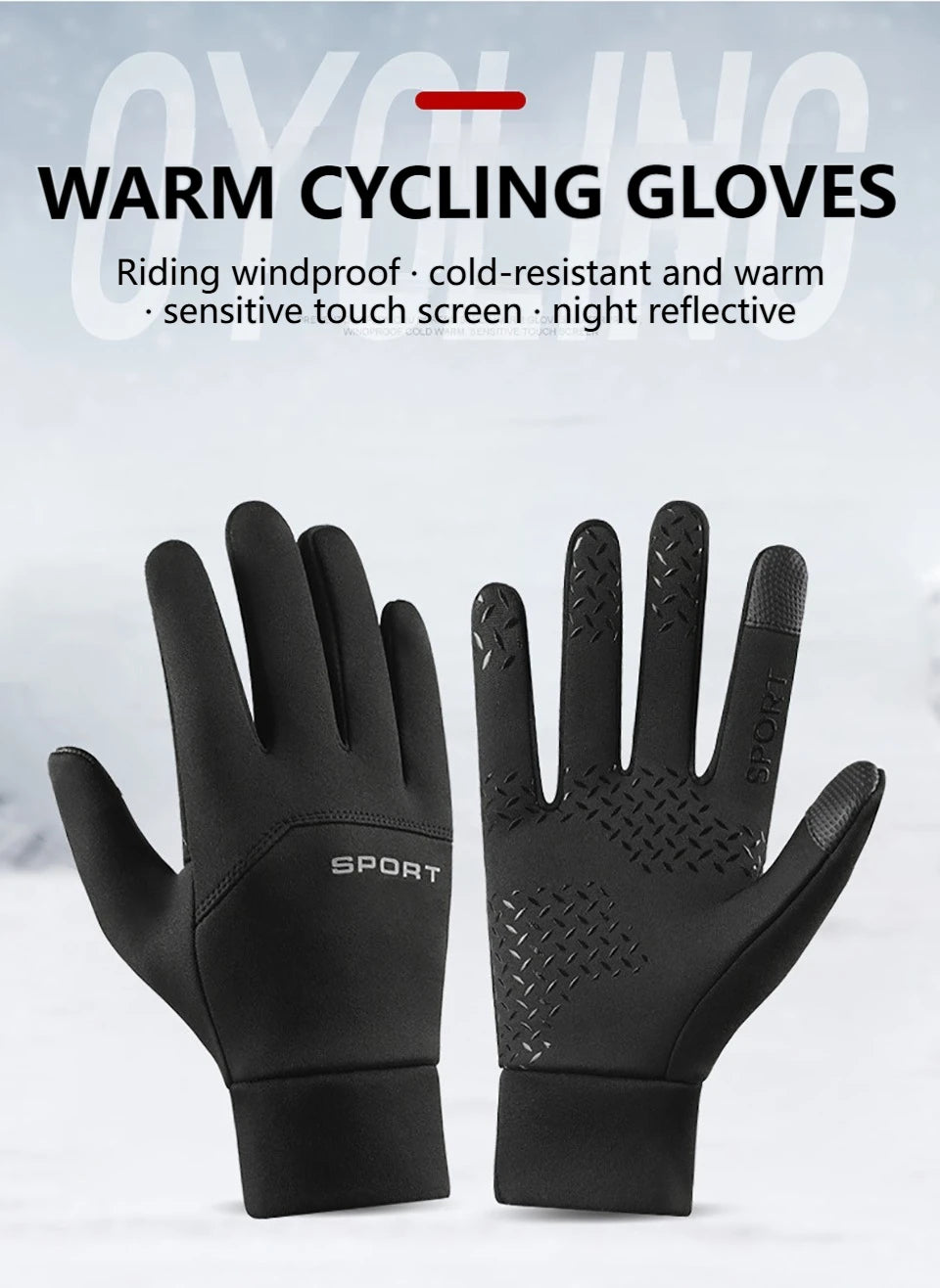 GTUBIKE Winter Men's Women's Warm Gloves Windproof Waterproof Touchscreen Gloves Outdoor Sports Running Fishing Cycling Glove
