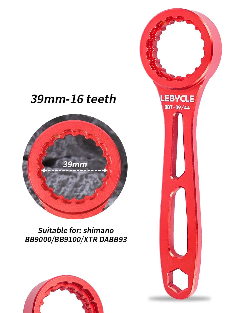 LEBYCLE 4-in-1 Aluminum BB Tool 39/40.5/44/46mm Multi-Function Bottom Bracket Wrench for Road/MTB Bicycle Maintenance Accessorie