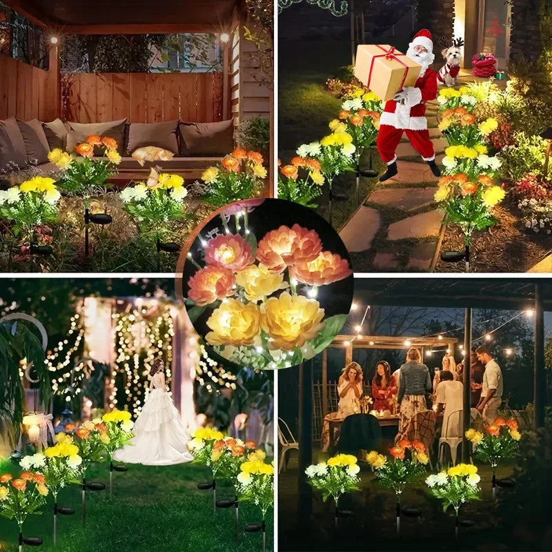 Garden Solar Lights Outdoor Snow Lotus LED Lawn Lights Valentine's Day Patio Yard Decorative Flower Party Wedding Ground Lights