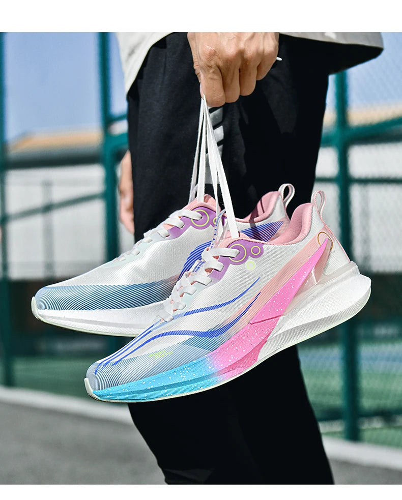 Sports Men Running Shoes Carbon Board Speciality Marathon Breathable Lightweight Women's Comfortable Athletic Nonskid Sneakers