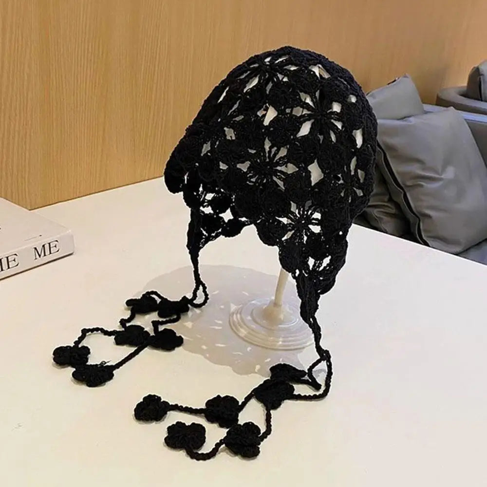 Knitted Hats Handmade Hollowed Knit Cap Literary Fisherman's Hat Crocheted Hat Ethnic Baotou Cap Cotton Pullover Hat Breathable