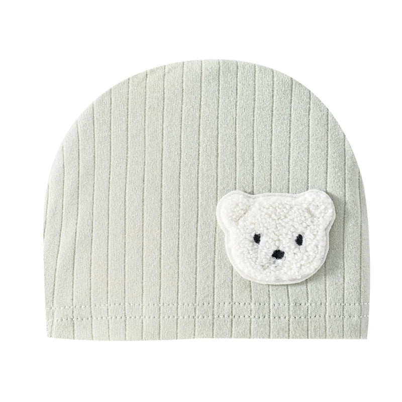 Infant Beanies Caps Baby Hat Cartoon Bear Boneless Muslin Hat Newborn Headwear Windproof Spring Hat 0-3M Baby Hats Dropshipping