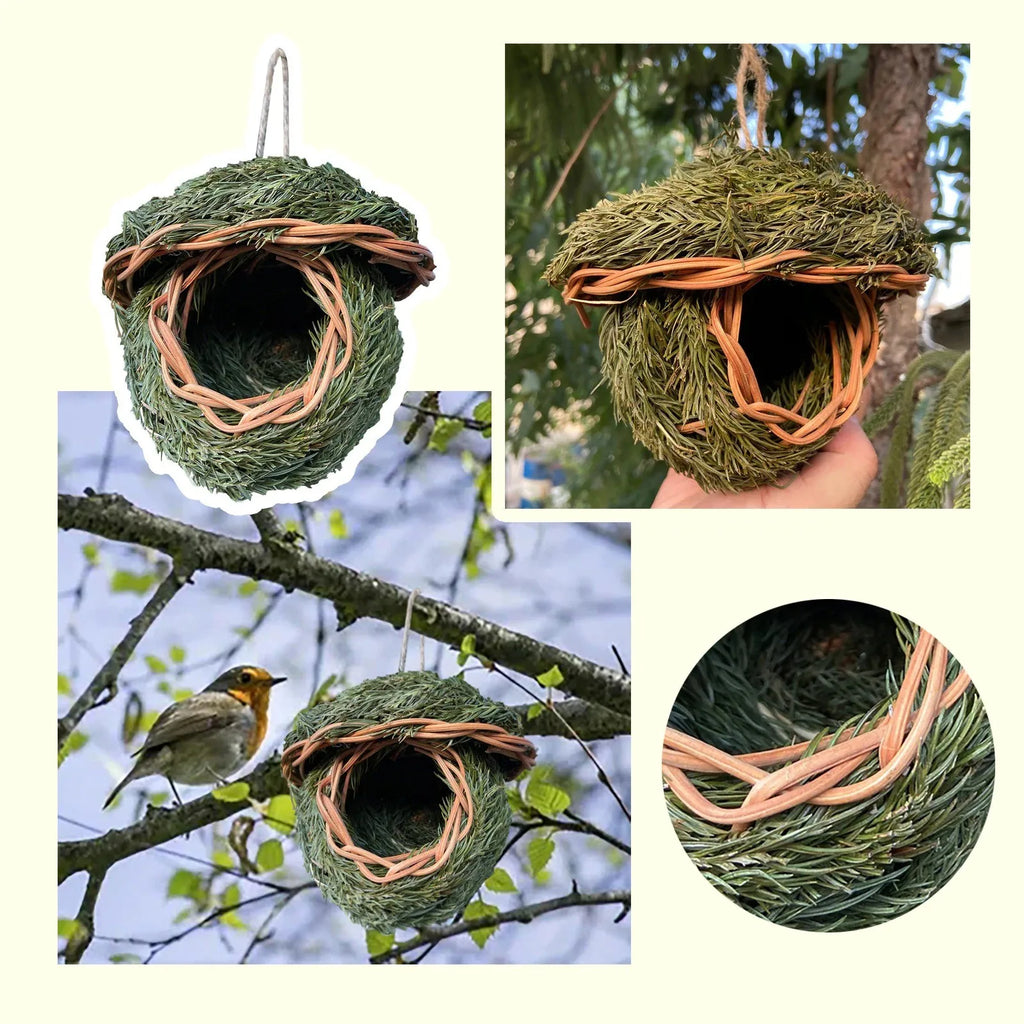 Creative Handwoven Bird House Outdoor Garden Natural Grass Style Hanging Birdhouse Funny Birdcage Hummingbird house