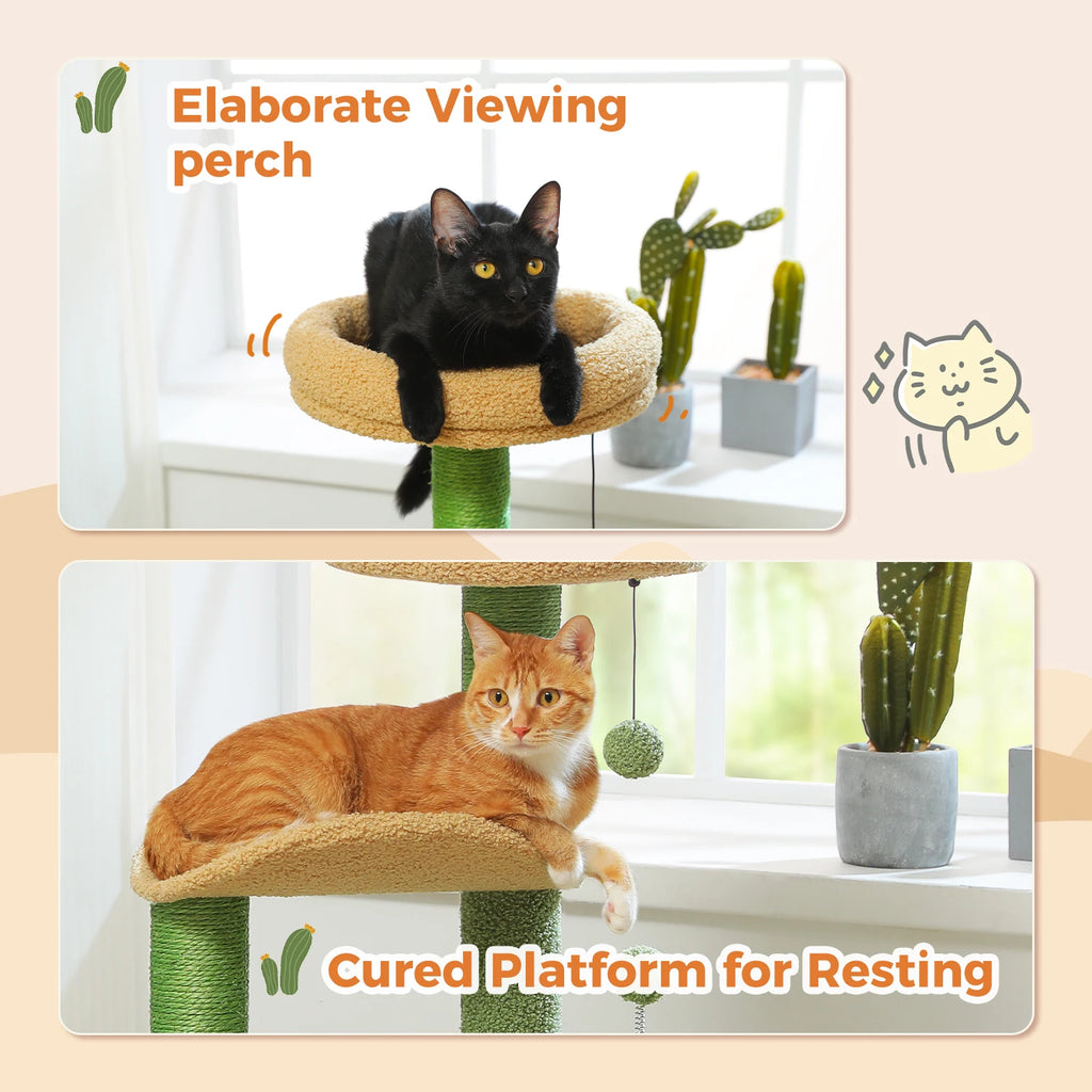 Flower Cat Tree with Natural Sisal Scratching Post, Cozy Cat Condo, Top Perch, Small Cat Tower for Small Indoor Cats, Pet Toys