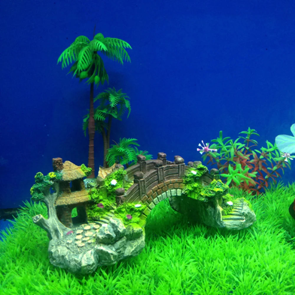 New Accessories Aquatic Pet Supplies Resin Aquarium Ornaments Fish Tank Ornament Artificial Bridge Rockery Fake Landscaping