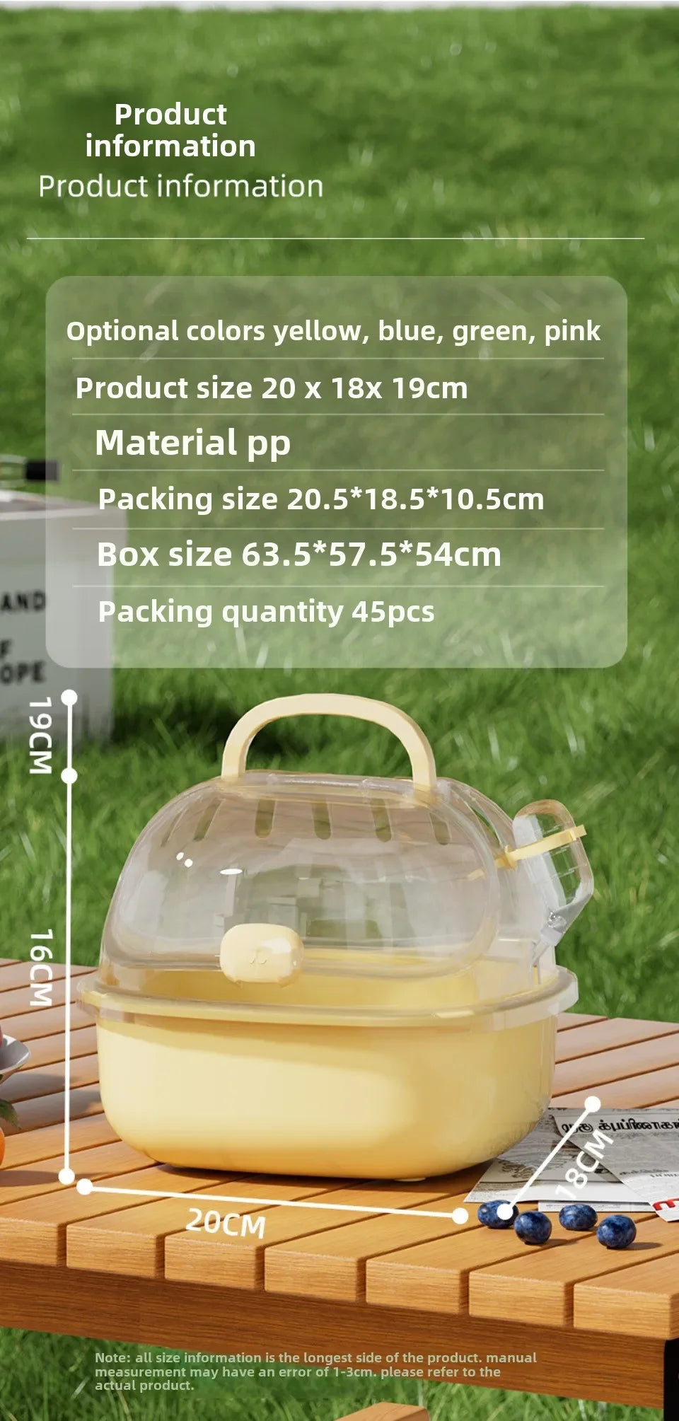Transparent Hamster Toilet Cage, Portable Handheld Chinchilla Cage Small Animal Carry Cage Sturdy Breathable Pet Carrying Box