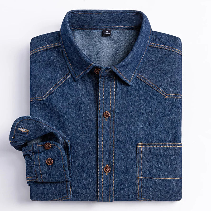 Men's shirt Long sleeve Autumn and winter 100% cotton denim coat Business casual wear high quality fashion breathable