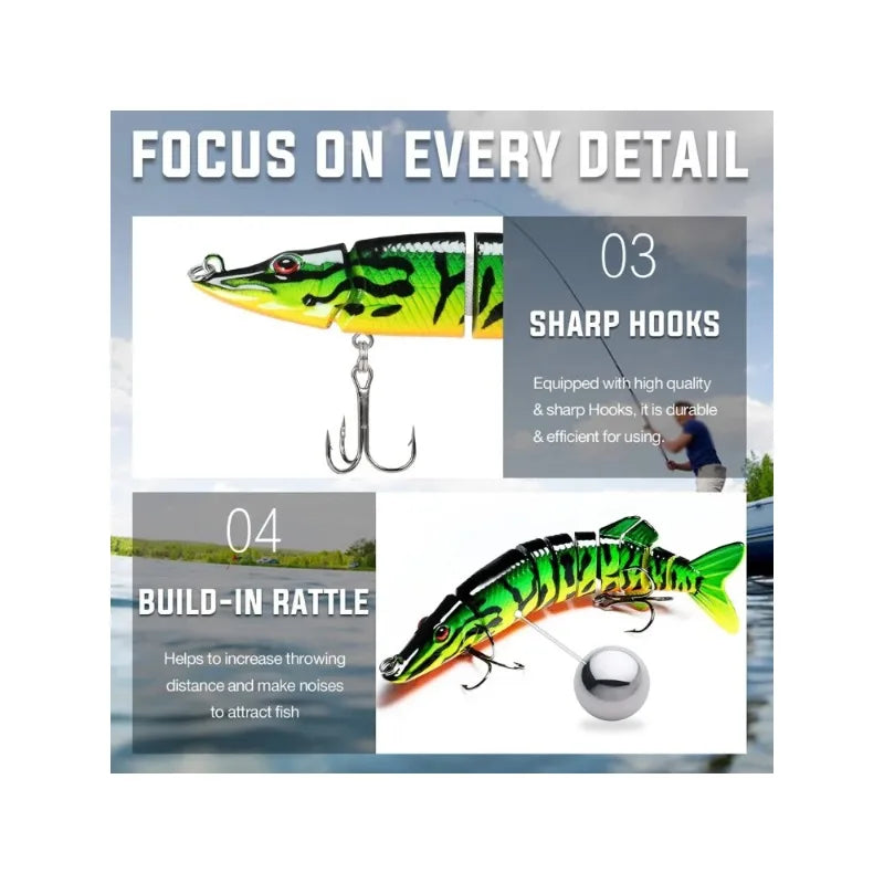ANFS Fishing Lures for Bass Trout Multi Jointed Swimbaits Slow Sinking Bionic Swimming Lures Bass Freshwater Saltwater Bass