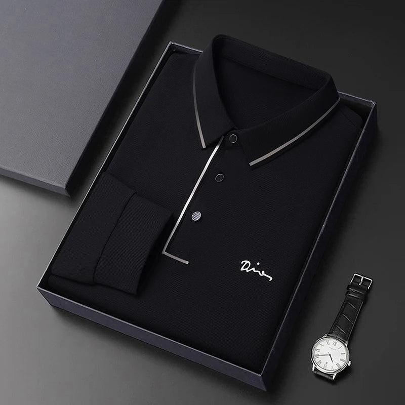 Men's Long Sleeve T-Shirt, Loose Fit Casual Printed Polo Shirts, Shrink Resistant Cotton Crewneck T-Shirt for Men