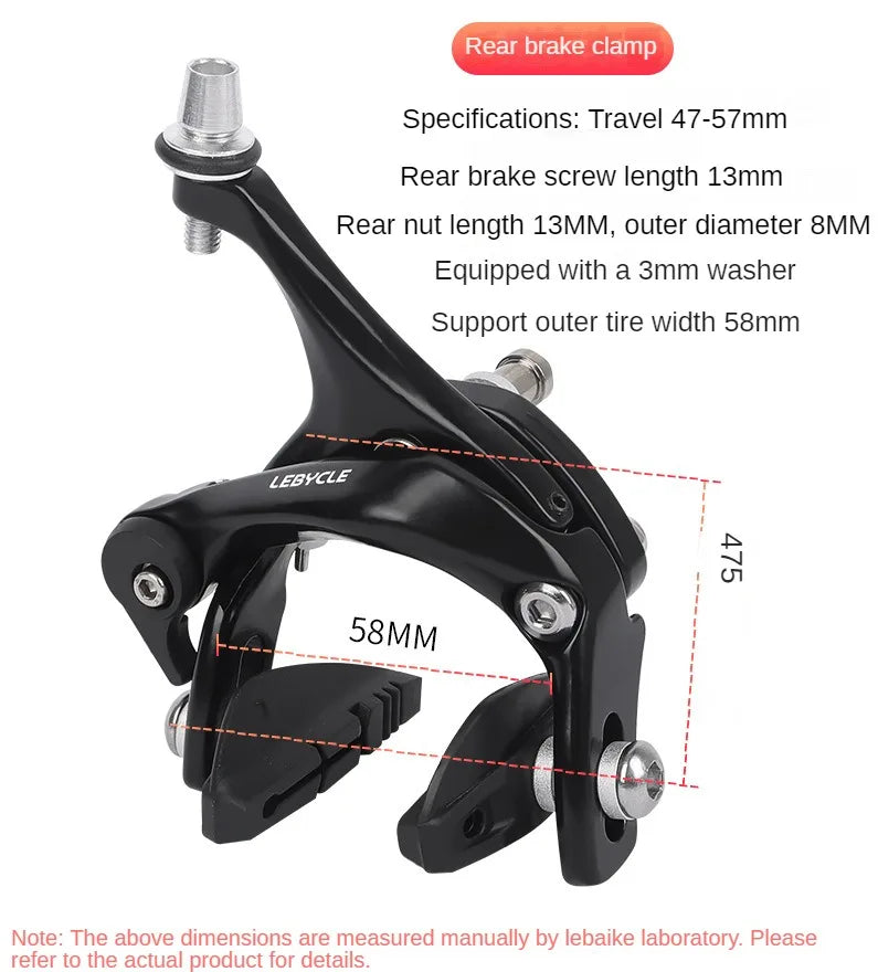 LEBYCLE Universal Bicycle Brake Caliper - Long Arm C-Type Road Bike Brake for Fixie/Fixed Gear, Front & Rear Compatible