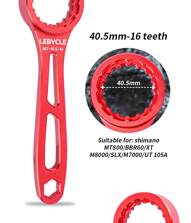 LEBYCLE 4-in-1 Aluminum BB Tool 39/40.5/44/46mm Multi-Function Bottom Bracket Wrench for Road/MTB Bicycle Maintenance Accessorie