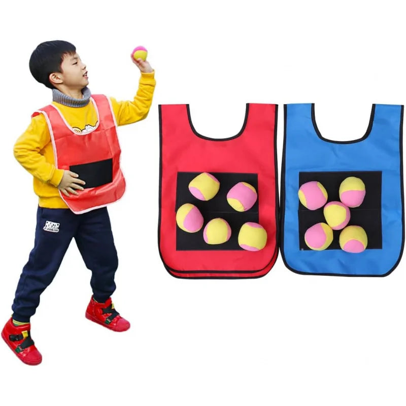 Sets Stick Throwing Ball and Vest:  Soft Fleece Balls Target Dodgeball, Outdoor Game Props for Kids Play and Sports Activities