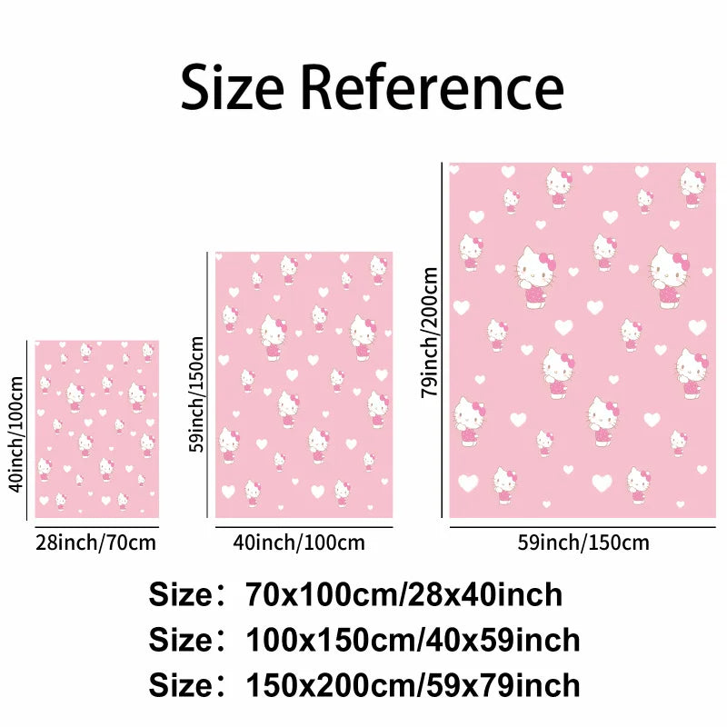 Sanrio Hello Kitty Sweet Love Flannel Blanket Soft Warm Plush Throw Sofa Bed Cover Office Nap Shawl Travel Camping Girls Gift