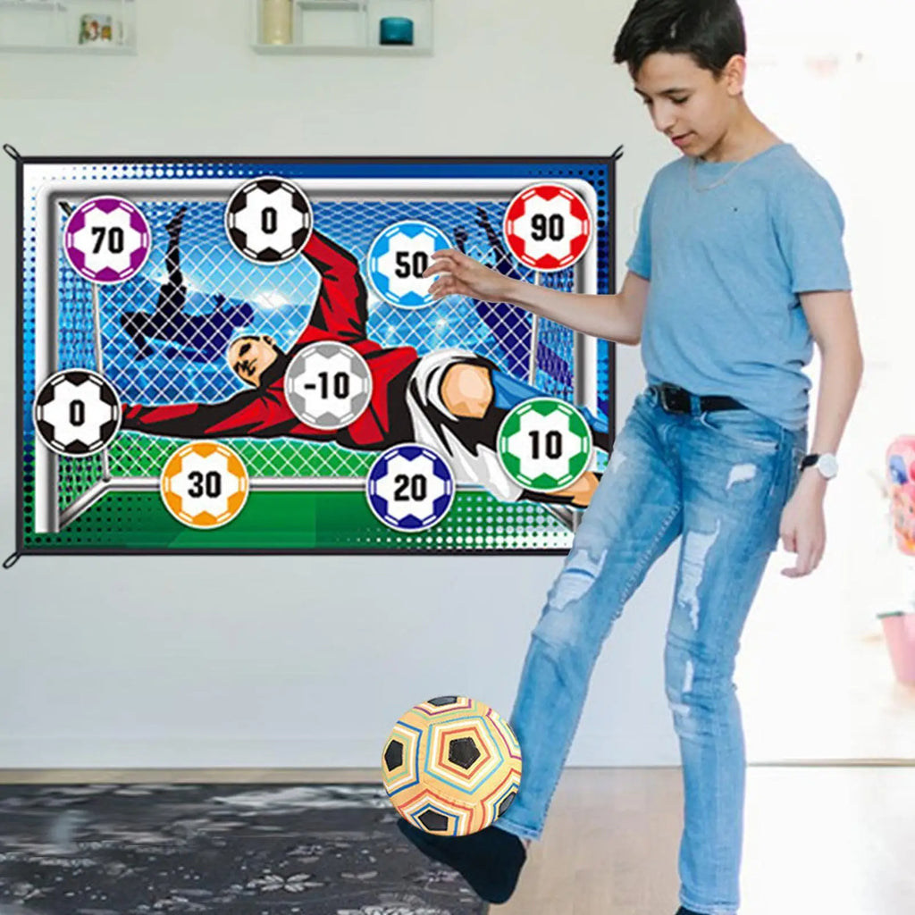 Soccer Ball Game Set for Kids Boys Toss Soccer Goal Game Soccer Training Equipment Set With 1 Ball 1 Flannel Target And 2 Ground