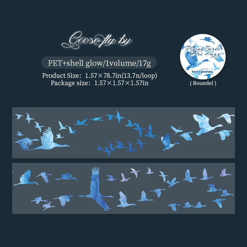 40mm*2m bird in flight PET Tapes DIY Scrapbooking Decor Photo Album Collage Junk Journal Materials Aesthetics Stickers ﻿
