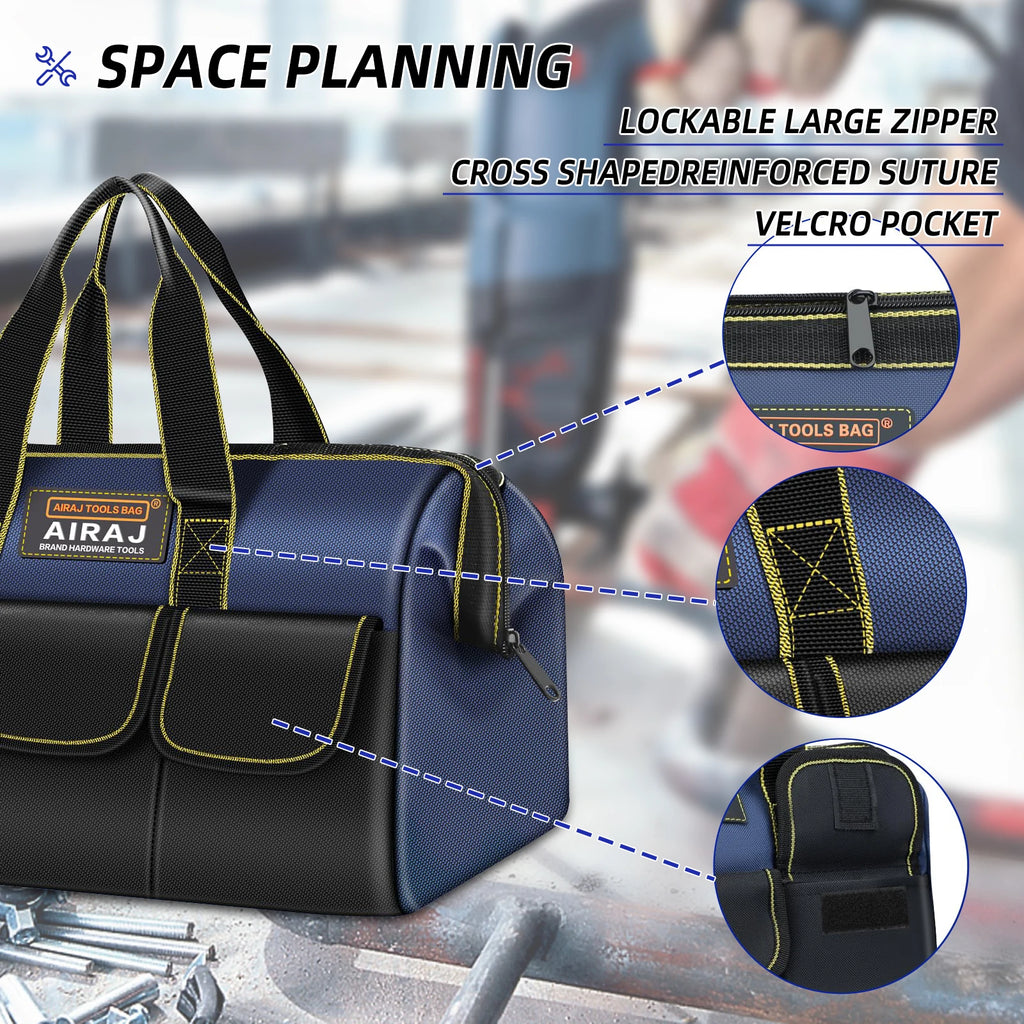 AIRAJ Multifunctional Tool Bags 1680D Oxford Cloth Electrician Bags Waterproof and Wear-Resistant High Capacity Storage Bags