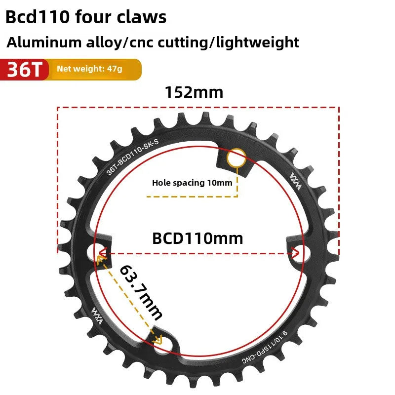 Road bike 110BCD Universal 4 hole claw plus minus teeth single speed disc36T 38 40 42 50T 58T sprocket bycicle parts accesories