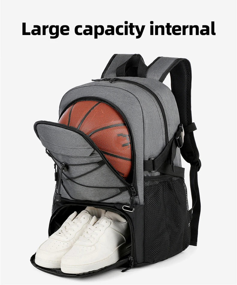 Travel Backpack Sport Basketball Soccer Football Commuting Hiking Trekking Bag Shoes Pocket Outdoor Short Trip College Schoolbag