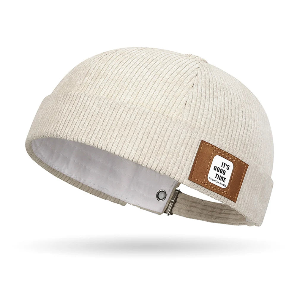 Beanie Hat Hip Hop Hats Bonnet Homme Winter Hat For Women Brimless Skullies Cap Men's Solid Color Street Vintage Portable Hats