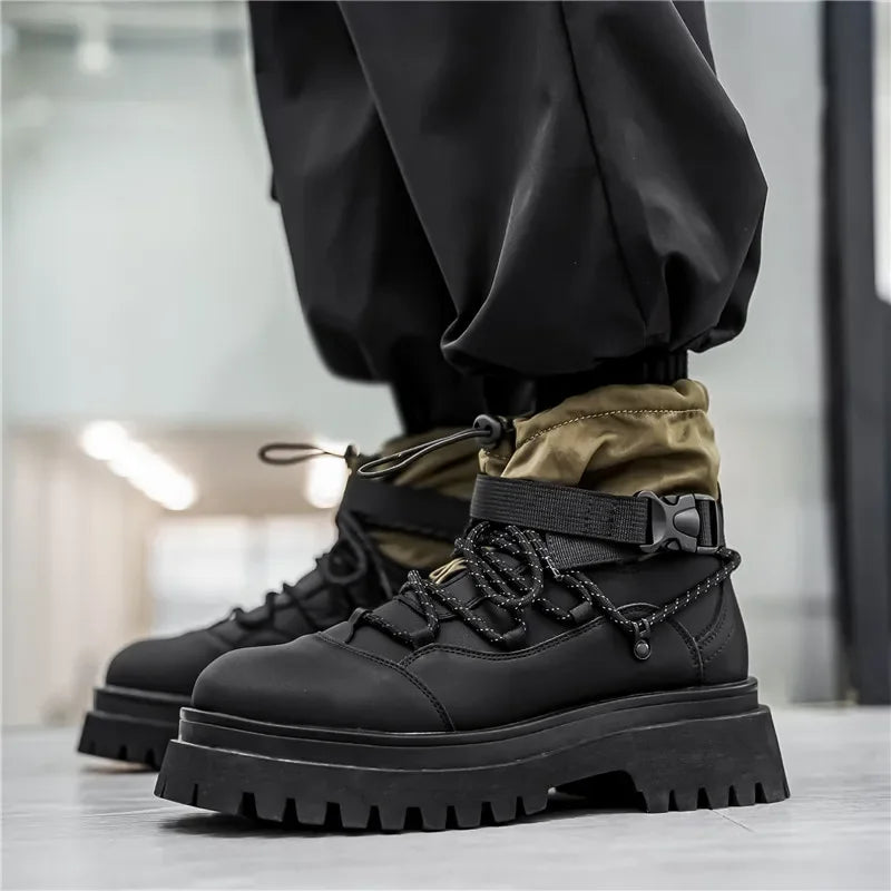 Fipatbu Men's Boots Fashion Designer High Top  Non Slip Height Increased Round Toe Winter Work Breathable Walking Botas Hombre