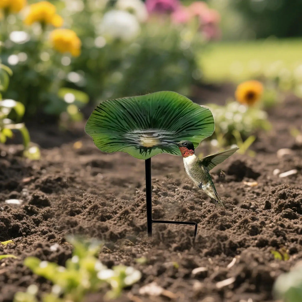 Bird waterer and feeding station Outdoor Bird Bath Pole Water Feeder Flower Shape Decorative Feeding Station Garden Decor