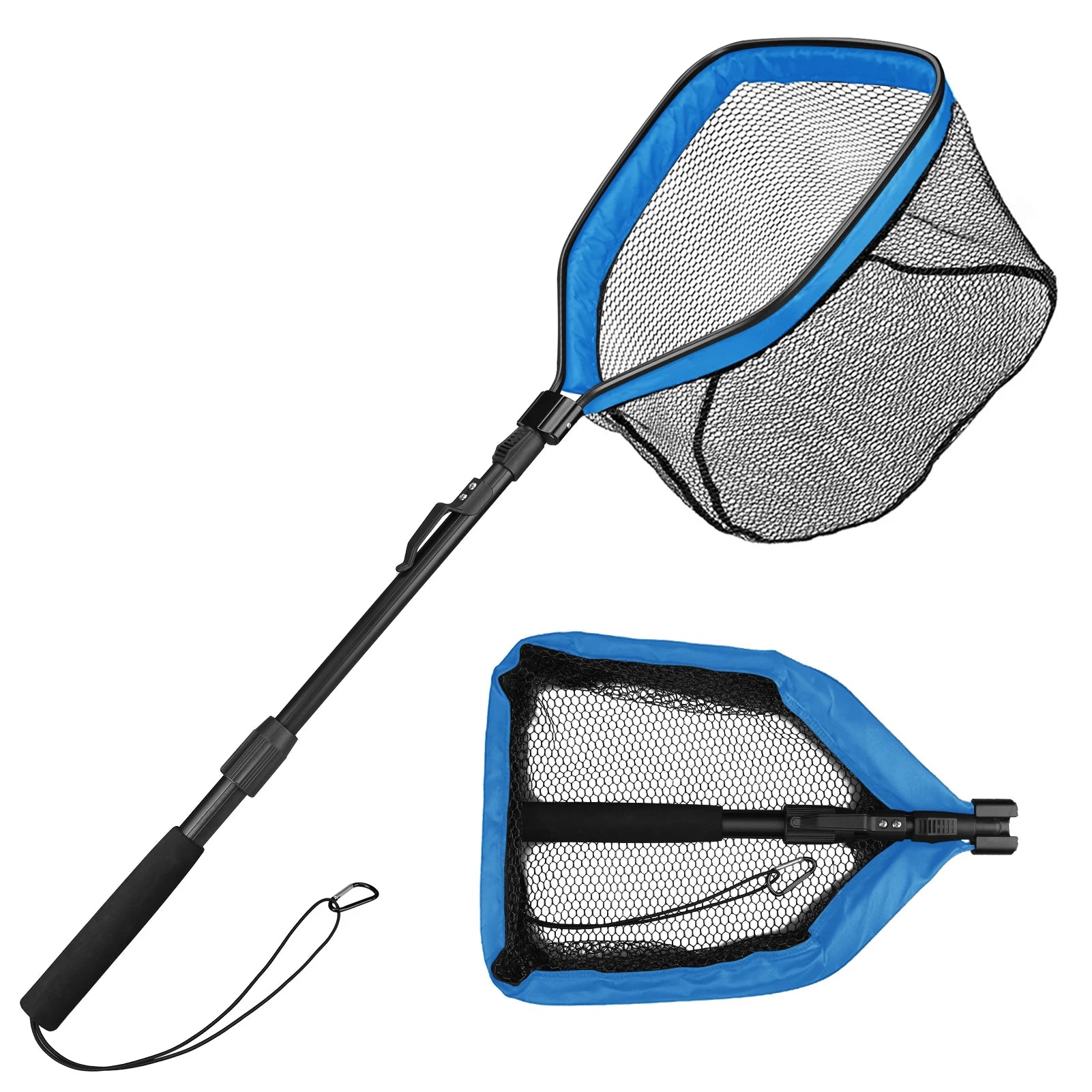 Fishing Net Fish Floating Landing Nets with Foldable Telescopic Pole Handle&Nylon Mesh for Saltwater Freshwater Catch&Release