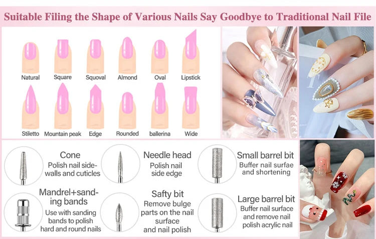 30000RPM USB Nail Drill Machine For Acrylic Nail Gel Polish Milling Smoothing Calluses Manicure Machine Nail Art Salon Equipment