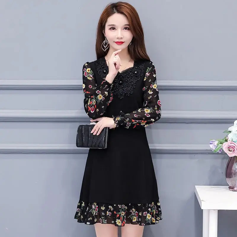 Floral Dresses For Women Flower Elegant And Beautiful On Sale Clearance Party Spring Autumn 2025 Loose Woman Long Sleeve Dress