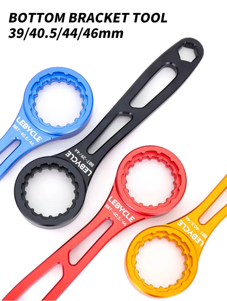 LEBYCLE 4-in-1 Aluminum BB Tool 39/40.5/44/46mm Multi-Function Bottom Bracket Wrench for Road/MTB Bicycle Maintenance Accessorie
