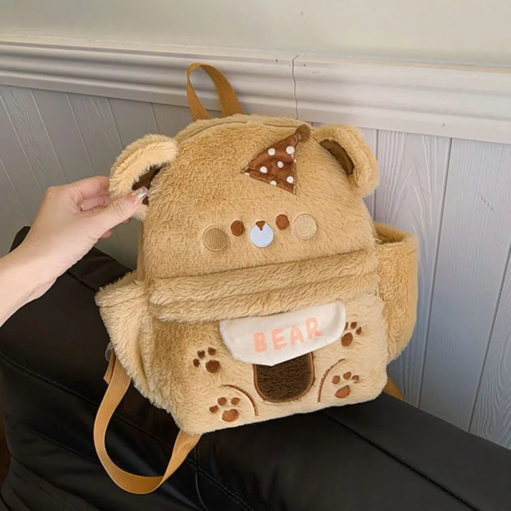 Backpack Adjustable Straps Cartoon Little Bear Backpack Large Capacity Soft Bear Schoolbag Creative Animal Shoulder Bag Gift