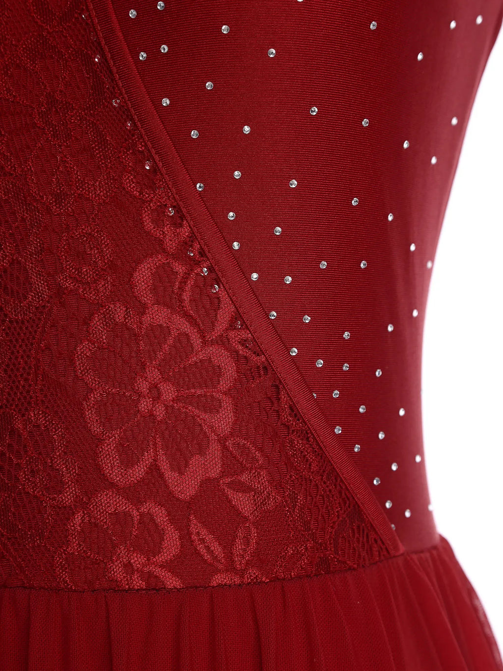 Women Modern Lyrical Dance Performance Costume Floral Lace Rhinestones Leotard Dress for Waltz Latin Cha-cha Ballet Skating