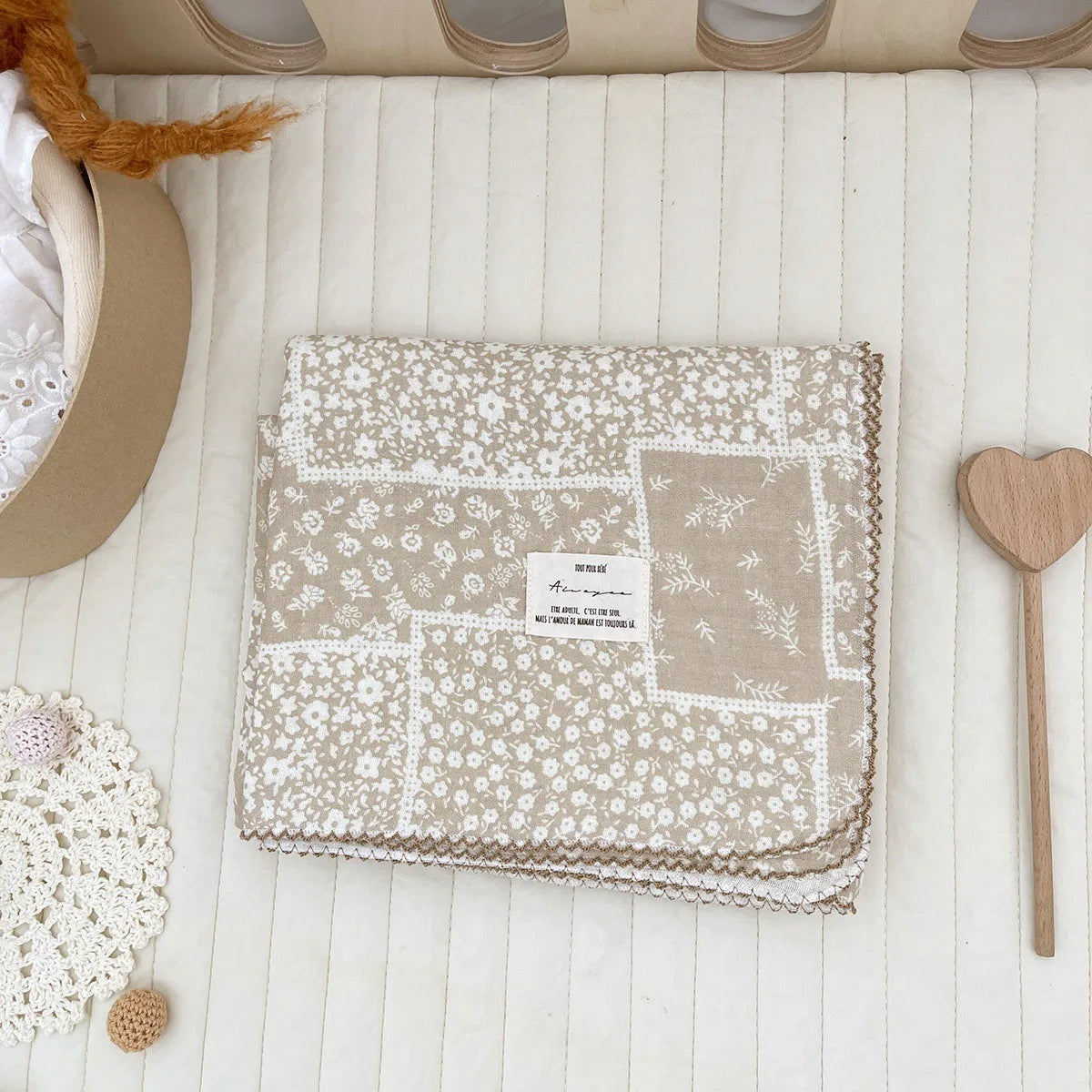 2-3 Layers Baby Blankets Bear Dots Print Cotton Gauze Muslin Swaddle Wrap Newborn Infant Bedding Sleeping Receving Blanket