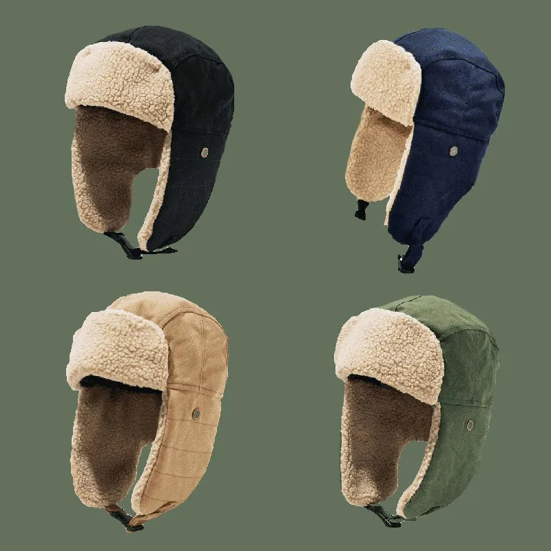Men's and Women's Winter Lei Feng Hats, Fashionable and Trendy Ear Protection Hats, Warm Cotton Hats, Pilot Motorcycle Hats