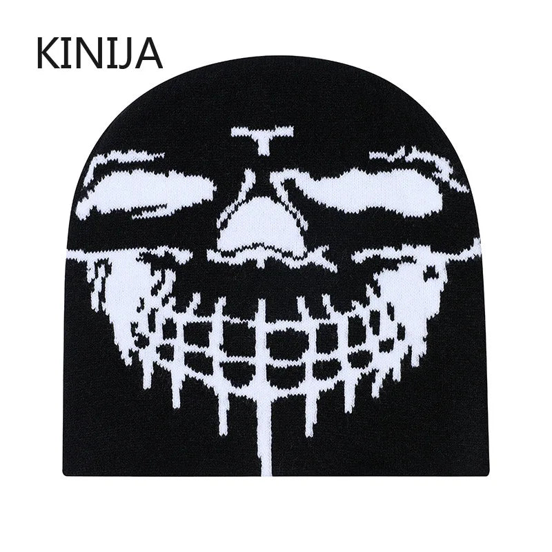 Hip Hop Letter Funny Wool Knitted Hats Women Warm American Style Autumn Winter Beanies Versatile Street Pullover Hat Men