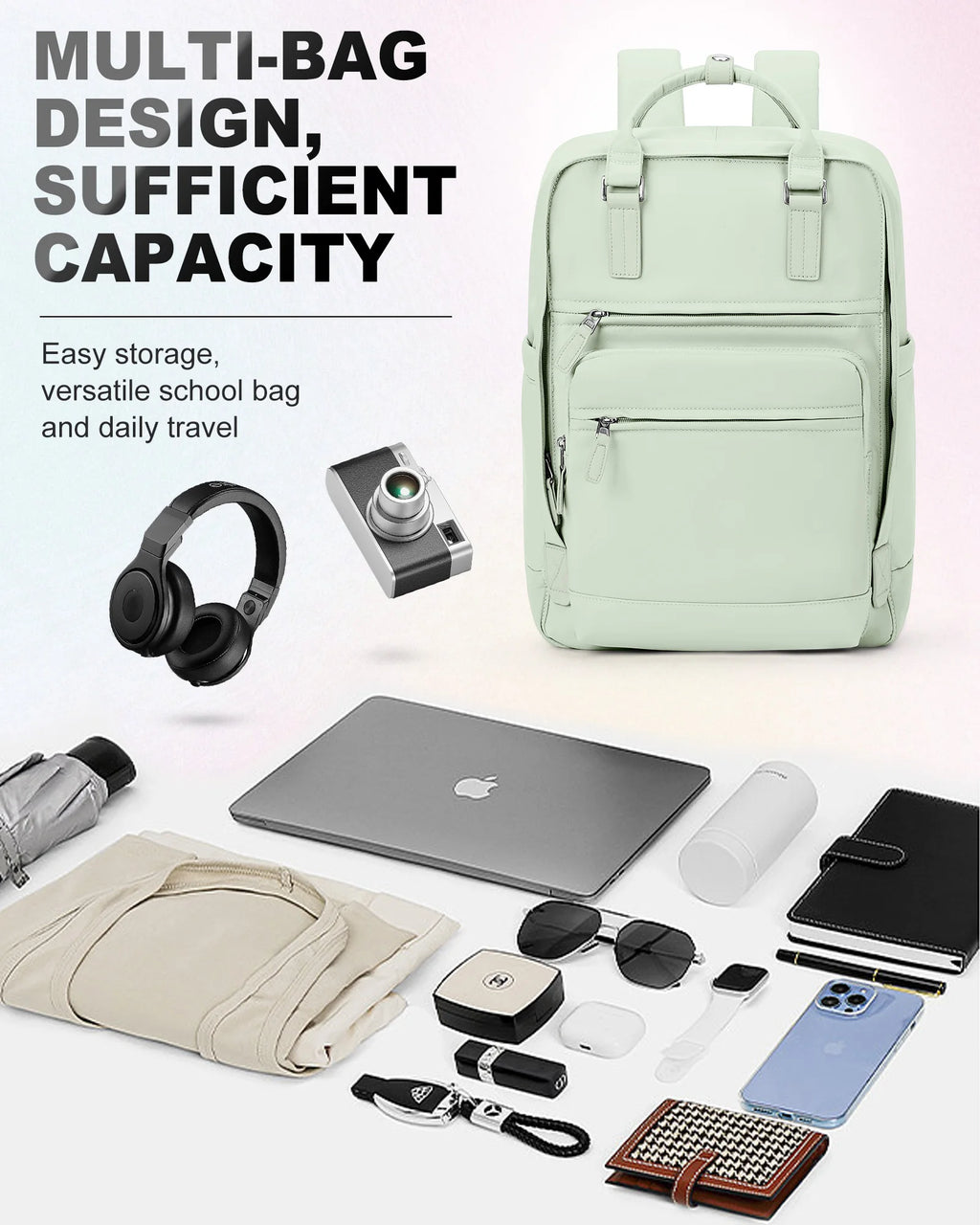 Travel backpack, ladies large capacity short-distance travel bag, college students computer backpack, duffel bag, multi-color