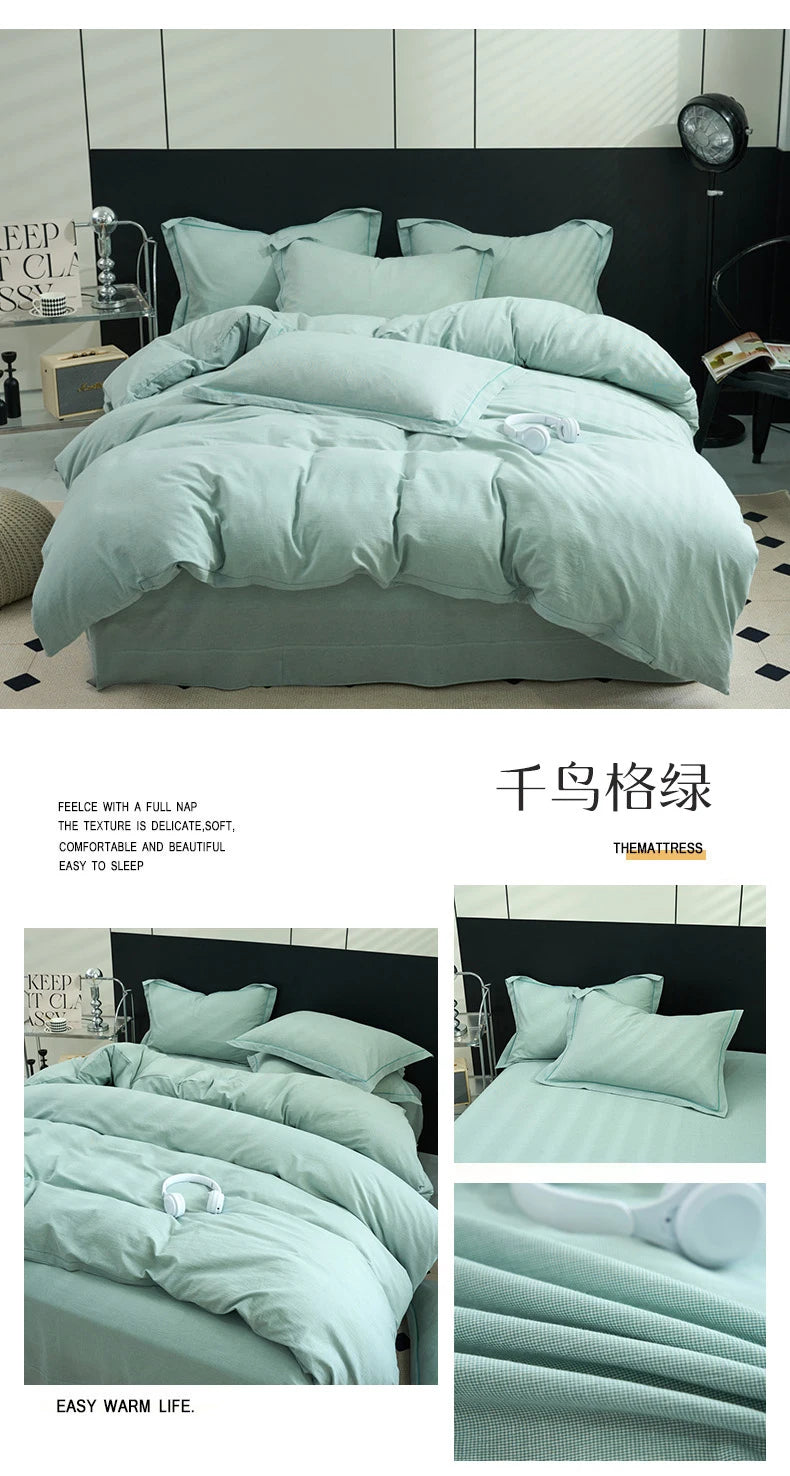 New Cotton Quilt Cover Plaid Yarn-dyed Washed Single Douvet Bed 160x210 220x240 Skin Friendly Comfortable Large Size Bedding
