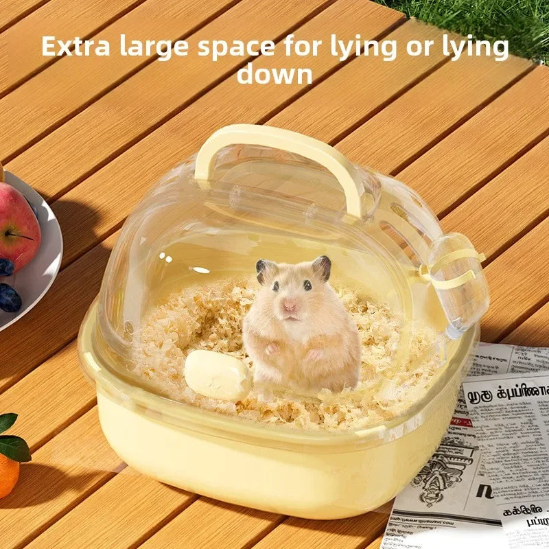 Transparent Hamster Toilet Cage, Portable Handheld Chinchilla Cage Small Animal Carry Cage Sturdy Breathable Pet Carrying Box