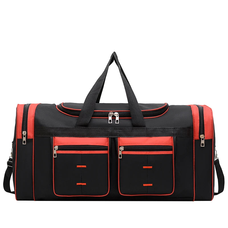 Large capacity luggage bag - multi pocket travel handbag, sports equipment bag, zipper closure